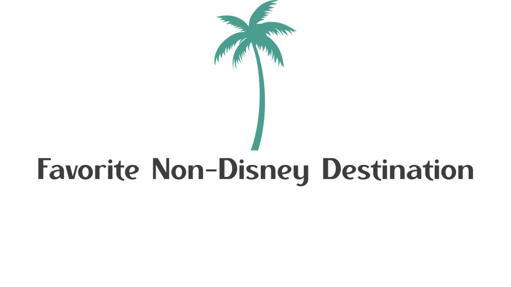 Logo design featuring a palm tree and text that says 'Favorite Non-Disney Destination'.